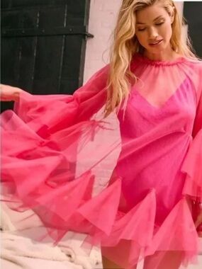 Maeve Hot Pink Layered Tulle Top